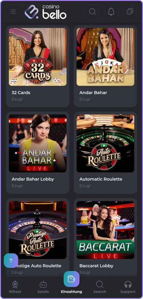 Live-Casino-Seite 3 bei Casino Bello