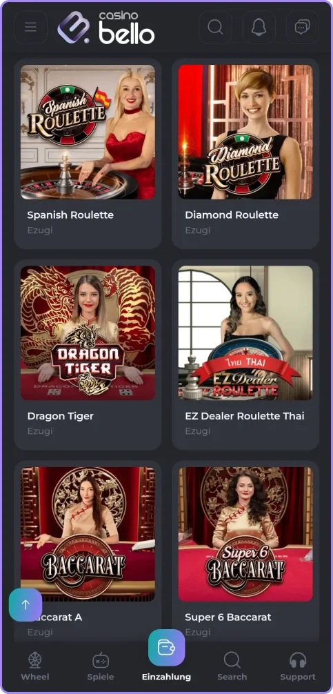 Live-Casino-Seite 4 bei Casino Bello