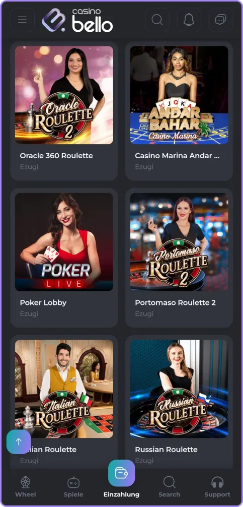 Live-Casino-Seite 5 bei Casino Bello