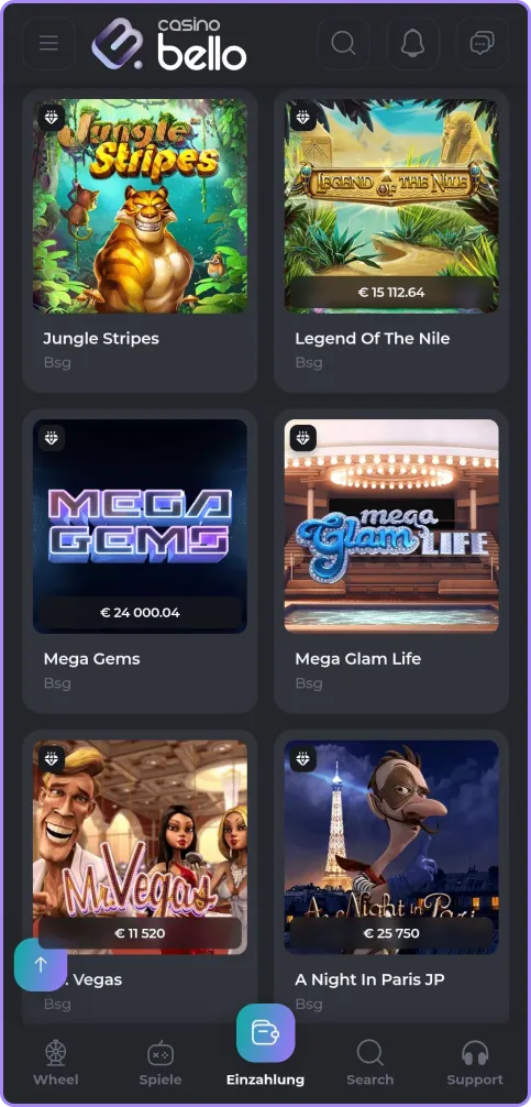 ackpot-Spiele-Seite 2 bei Casino Bello