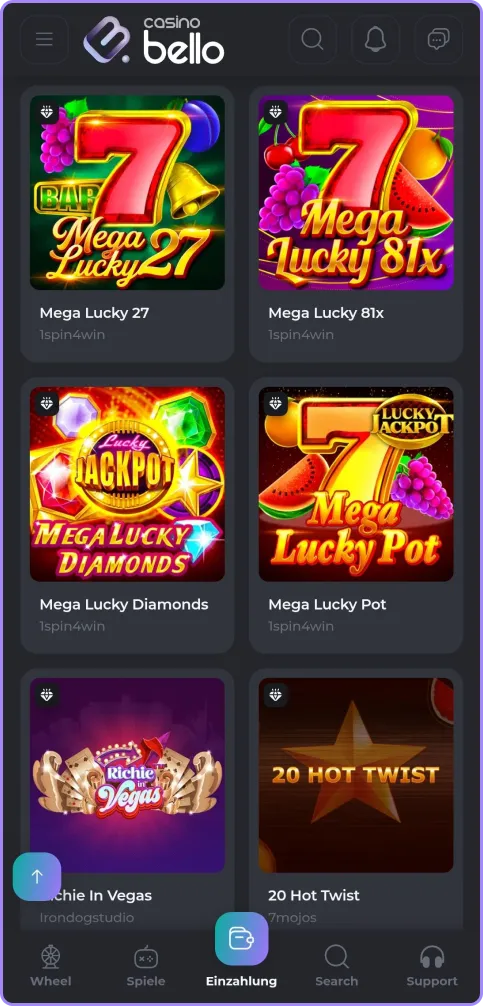 ackpot-Spiele-Seite 4 bei Casino Bello